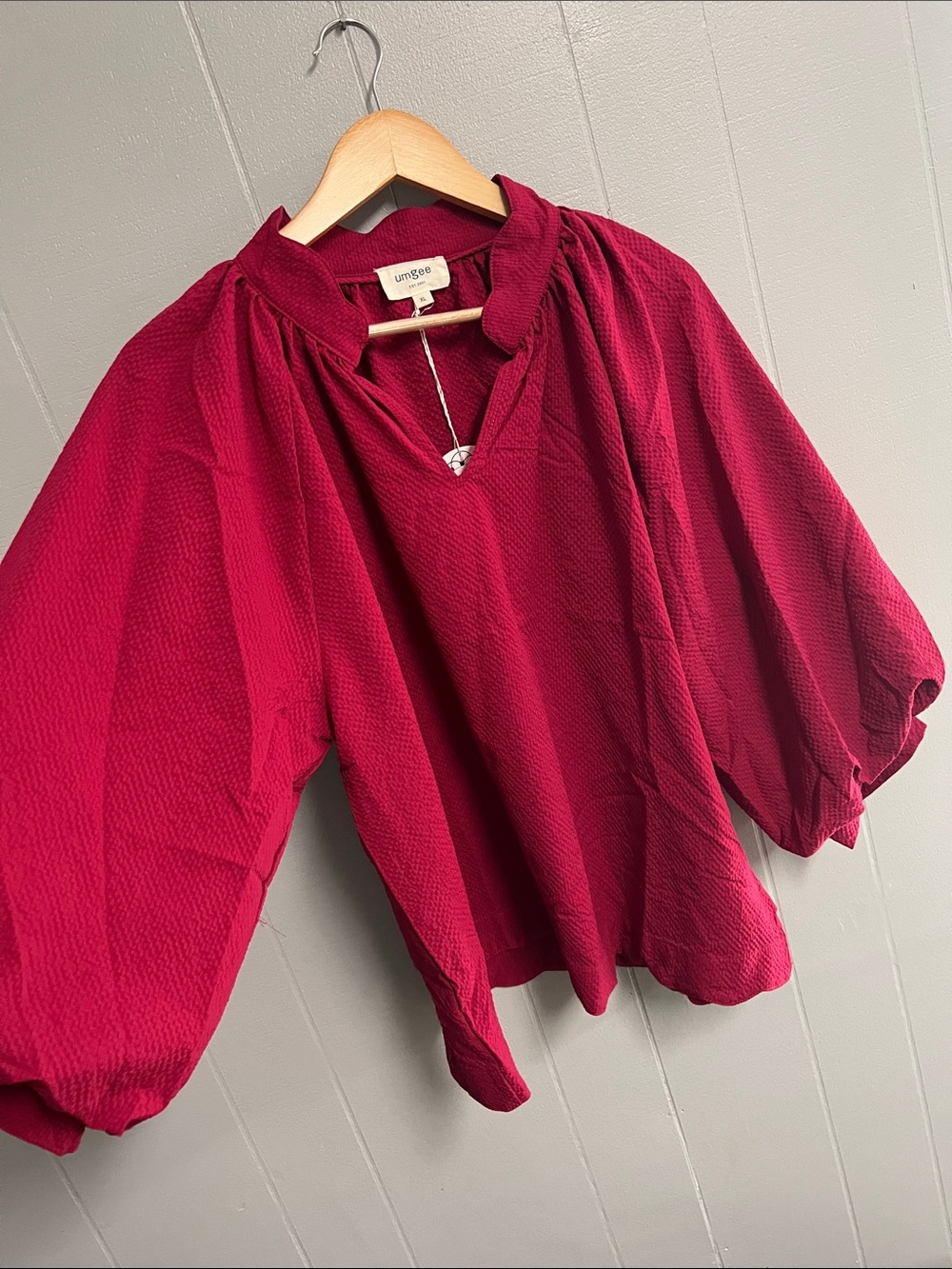 NWT Umgee Textured Blouse Shirt Top XL Red - Picture 6 of 13